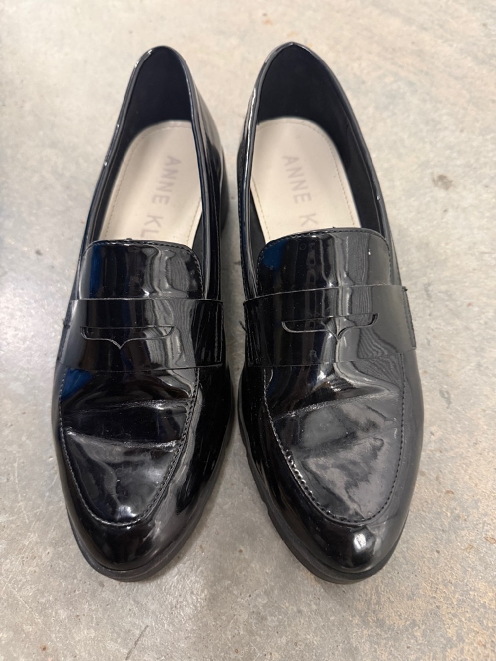 Anne Klein Black Patent Leather Loafers